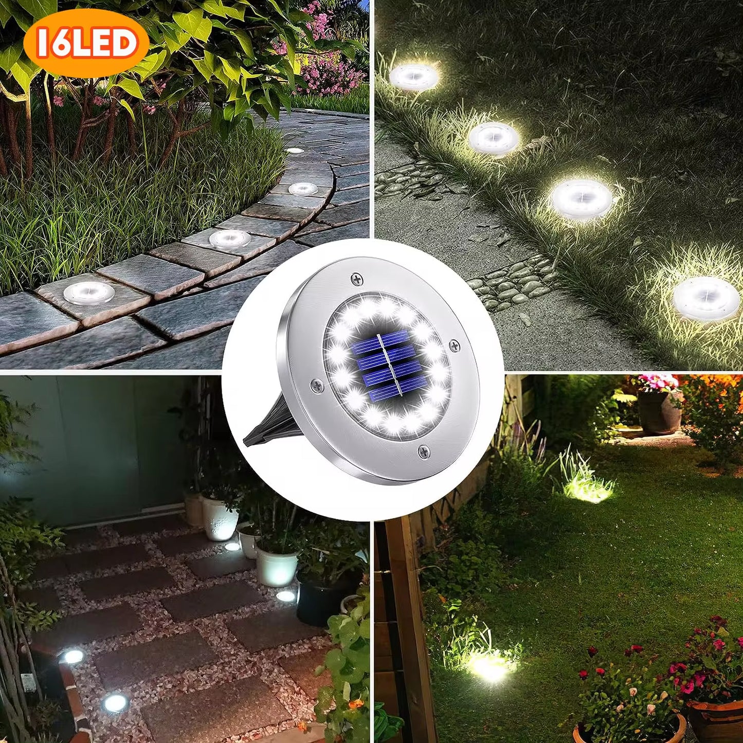 Professional Solar Ground Lights for Outdoor Decoration - 12 LED Waterproof Solar Disk Lights for Yard, Pathway, Lawn, and Patio