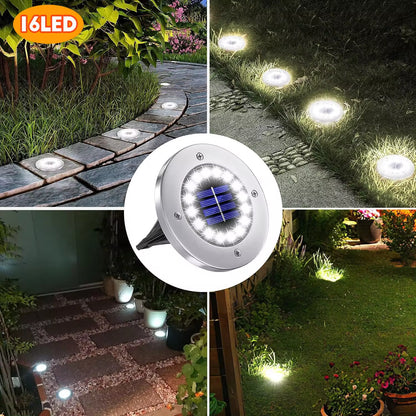 Professional Solar Ground Lights for Outdoor Decoration - 12 LED Waterproof Solar Disk Lights for Yard, Pathway, Lawn, and Patio