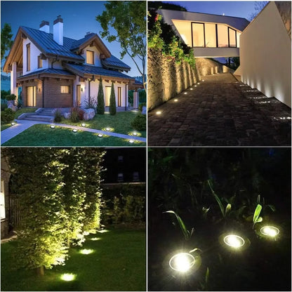 Professional Solar Ground Lights for Outdoor Decoration - 12 LED Waterproof Solar Disk Lights for Yard, Pathway, Lawn, and Patio