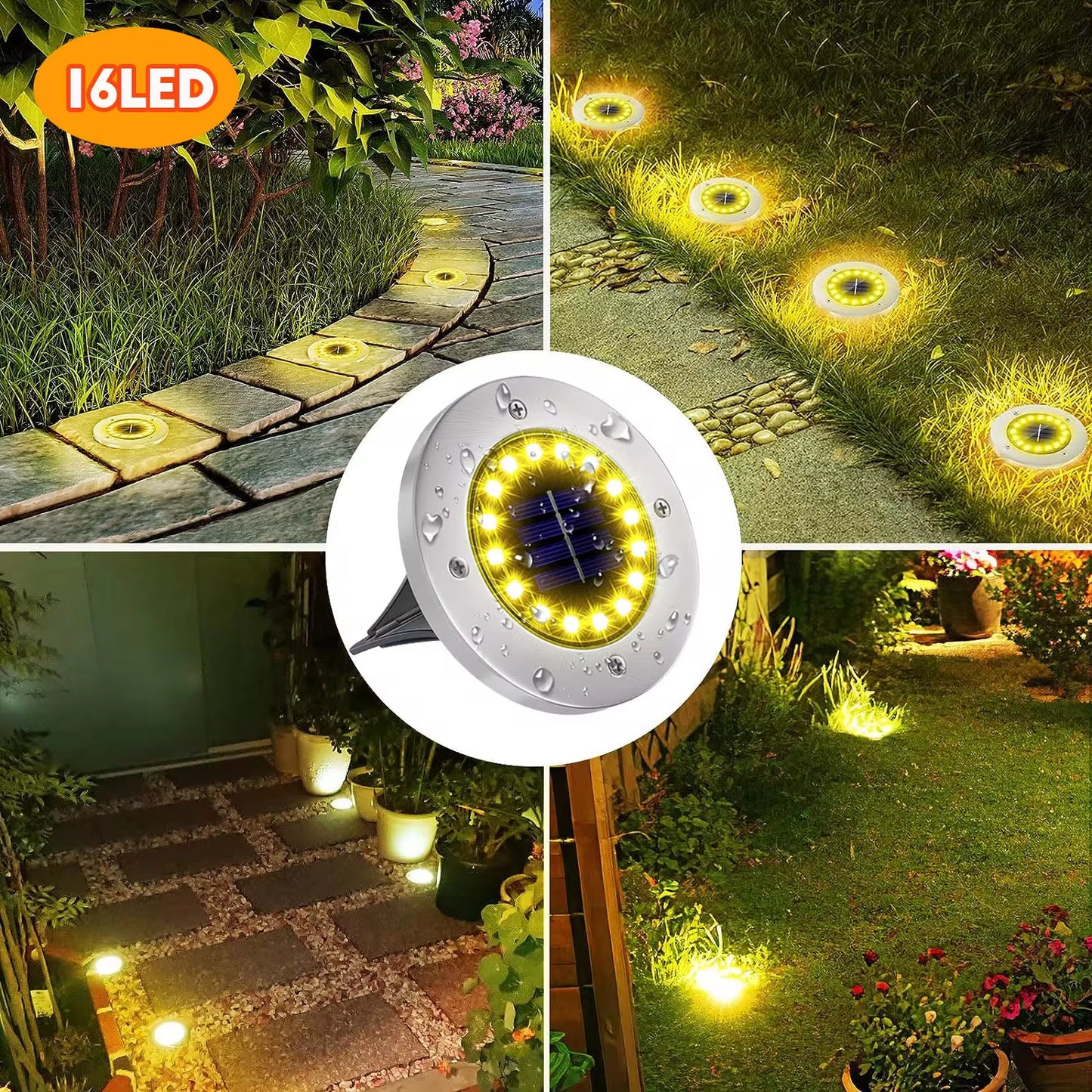 Professional Solar Ground Lights for Outdoor Decoration - 12 LED Waterproof Solar Disk Lights for Yard, Pathway, Lawn, and Patio