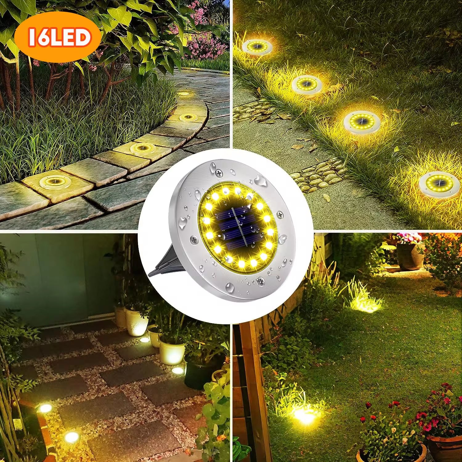 Professional Solar Ground Lights for Outdoor Decoration - 12 LED Waterproof Solar Disk Lights for Yard, Pathway, Lawn, and Patio