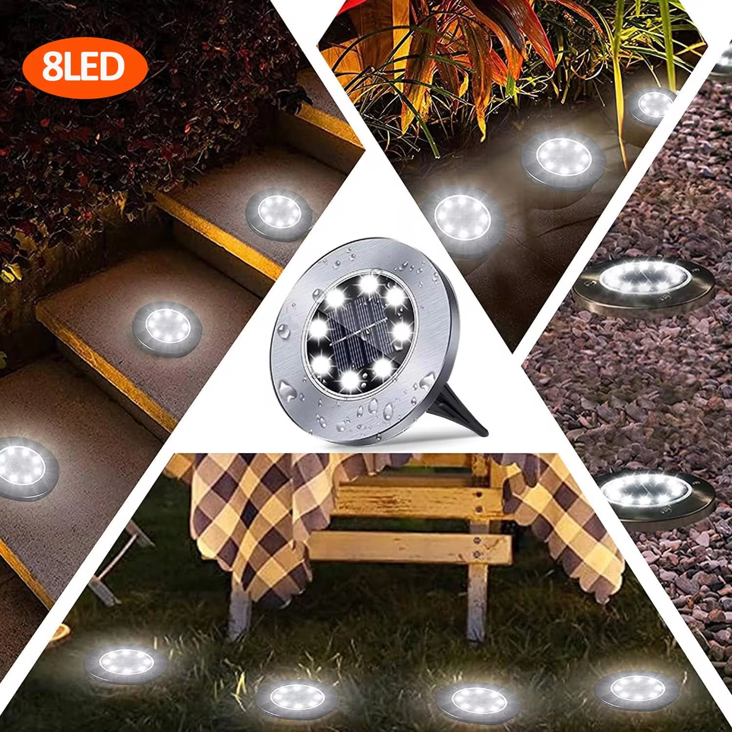 Professional Solar Ground Lights for Outdoor Decoration - 12 LED Waterproof Solar Disk Lights for Yard, Pathway, Lawn, and Patio
