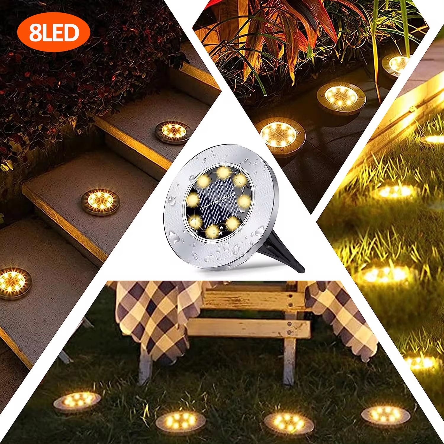 Professional Solar Ground Lights for Outdoor Decoration - 12 LED Waterproof Solar Disk Lights for Yard, Pathway, Lawn, and Patio