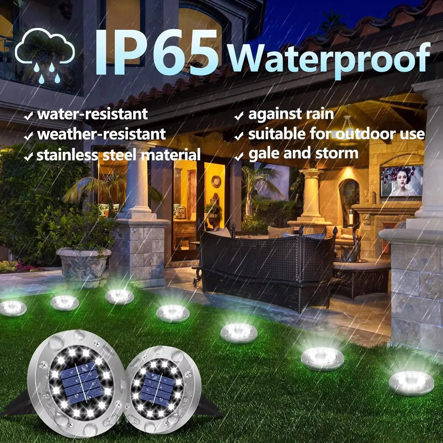 Professional Solar Ground Lights for Outdoor Decoration - 12 LED Waterproof Solar Disk Lights for Yard, Pathway, Lawn, and Patio